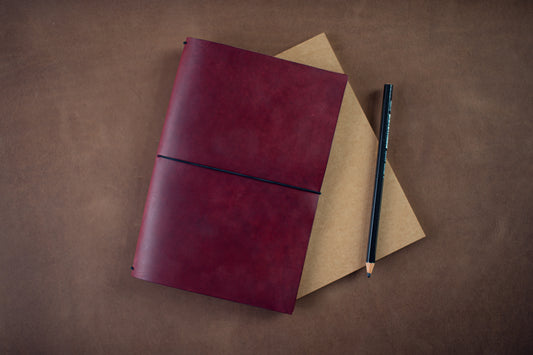 Leather Notebook Cover - A5 Ruby