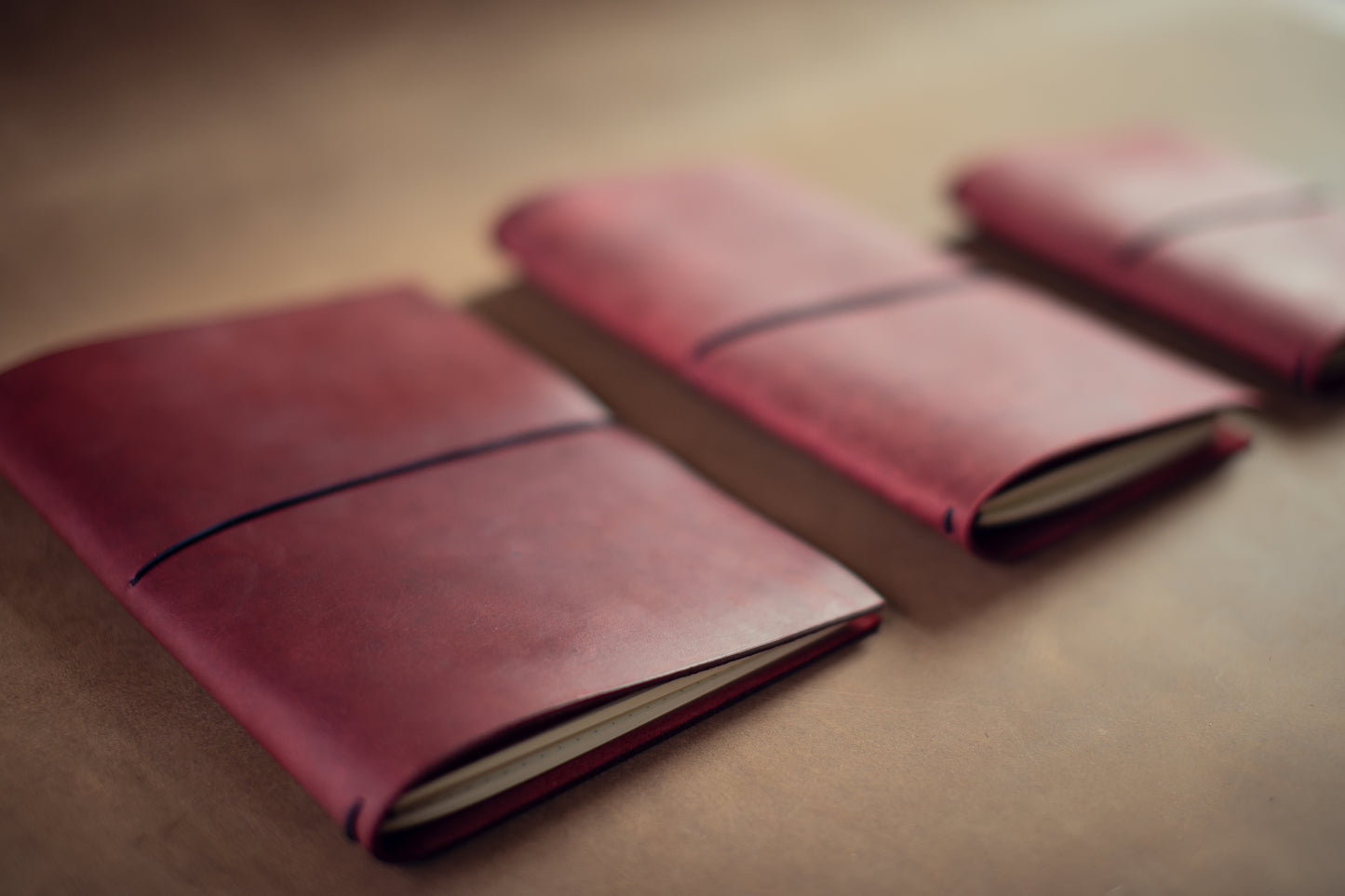 Leather Notebook Cover - A5 Ruby